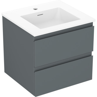 Kúpeľňová skrinka Mexen Orio 50 cm s umývadlom Otis, 2 zásuvky, matný grafit/matná biela - 91A10-05047-2-BFF66-W18M01