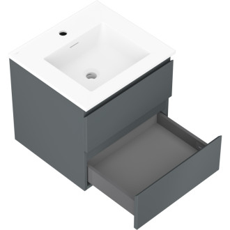 Kúpeľňová skrinka Mexen Orio 50 cm s umývadlom Otis, 2 zásuvky, matný grafit/matná biela - 91A10-05047-2-BFF66-W18M01