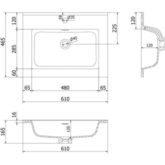 Kúpeľňová skrinka Mexen Orio 60 cm s umývadlom Otis, 2 zásuvky, matná biela - 91A10-06047-2-BFF01-W18M01