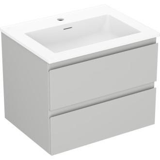 Kúpeľňová skrinka Mexen Orio 60 cm s umývadlom Otis, 2 zásuvky, matná šedá/matná biela - 91A10-06047-2-BFF62-W18M01