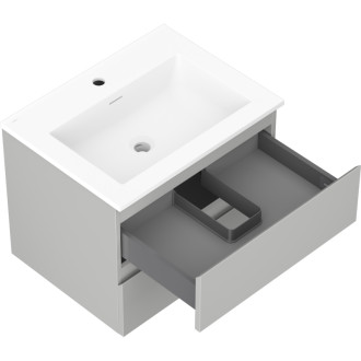 Kúpeľňová skrinka Mexen Orio 60 cm s umývadlom Otis, 2 zásuvky, matná šedá/matná biela - 91A10-06047-2-BFF62-W18M01
