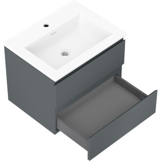 Kúpeľňová skrinka Mexen Orio 60 cm s umývadlom Otis, 2 zásuvky, matný grafit/matná biela - 91A10-06047-2-BFF66-W18M01