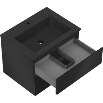 Kúpeľňová skrinka Mexen Orio 60 cm s umývadlom Otis, 2 zásuvky, matná čierna - 91A10-06047-2-BFF71-W18M71