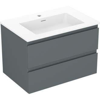 Kúpeľňová skrinka Mexen Orio 70 cm s umývadlom Otis, 2 zásuvky, matný grafit/matná biela - 91A10-07047-2-BFF66-W18M01