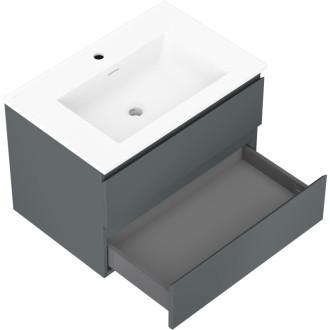 Kúpeľňová skrinka Mexen Orio 70 cm s umývadlom Otis, 2 zásuvky, matný grafit/matná biela - 91A10-07047-2-BFF66-W18M01