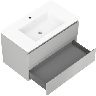 Kúpeľňová skrinka Mexen Orio 80 cm s umývadlom Otis, 2 zásuvky, matná šedá/matná biela - 91A10-08047-2-BFF62-W18M01