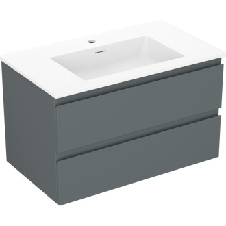 Kúpeľňová skrinka Mexen Orio 80 cm s umývadlom Otis, 2 zásuvky, matný grafit/matná biela - 91A10-08047-2-BFF66-W18M01