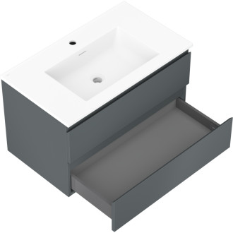 Kúpeľňová skrinka Mexen Orio 80 cm s umývadlom Otis, 2 zásuvky, matný grafit/matná biela - 91A10-08047-2-BFF66-W18M01