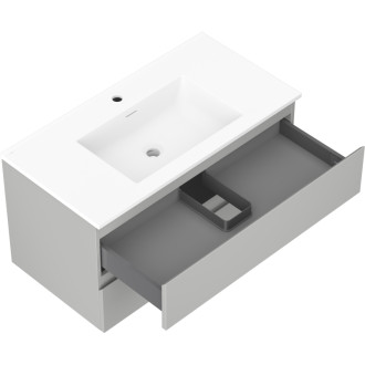Kúpeľňová skrinka Mexen Orio 90 cm s umývadlom Otis, 2 zásuvky, matná šedá/matná biela - 91A10-09047-2-BFF62-W18M01