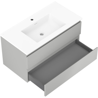 Kúpeľňová skrinka Mexen Orio 90 cm s umývadlom Otis, 2 zásuvky, matná šedá/matná biela - 91A10-09047-2-BFF62-W18M01