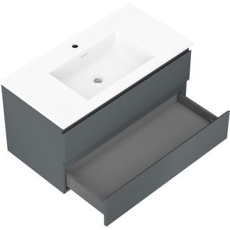 Kúpeľňová skrinka Mexen Orio 90 cm s umývadlom Otis, 2 zásuvky, matný grafit/matná biela - 91A10-09047-2-BFF66-W18M01