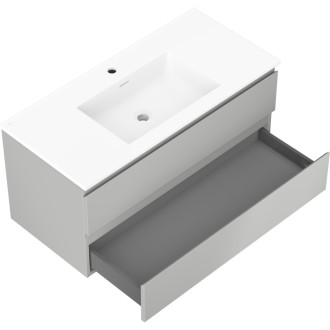 Kúpeľňová skrinka Mexen Orio 100 cm s umývadlom Otis, 2 zásuvky, matne šedá/matne biela - 91A10-10047-2-BFF62-W18M01