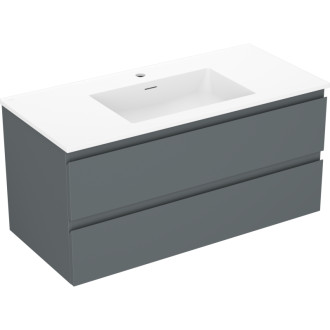 Kúpeľňová skrinka Mexen Orio 100 cm s umývadlom Otis, 2 zásuvky, matný grafit/matná biela - 91A10-10047-2-BFF66-W18M01