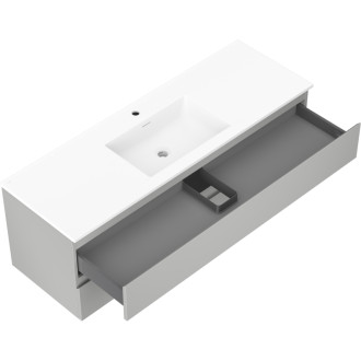 Kúpeľňová skrinka Mexen Orio 140 cm s umývadlom Otis, 2 zásuvky, matne šedá/matne biela - 91A10-14047-2-BFF62-W18M01