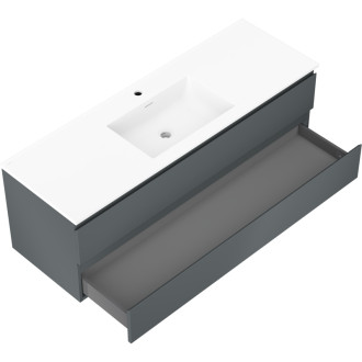 Kúpeľňová skrinka Mexen Orio 140 cm s umývadlom Otis, 2 zásuvky, matný grafit/matná biela - 91A10-14047-2-BFF66-W18M01