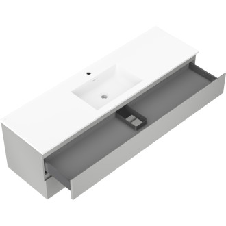 Kúpeľňová skrinka Mexen Orio 160 cm s umývadlom Otis, 2 zásuvky, matne šedá/matne biela - 91A10-16047-2-BFF62-W18M01