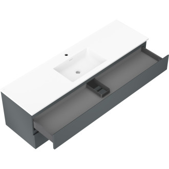 Kúpeľňová skrinka Mexen Orio 160 cm s umývadlom Otis, 2 zásuvky, matný grafit/matná biela - 91A10-16047-2-BFF66-W18M01