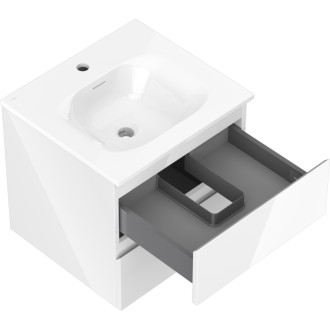 Kúpeľňová skrinka Mexen Orio 50 cm s umývadlom Vela, 2 zásuvky, lesklá biela - 91A10-05047-2-BFF00-W23M00