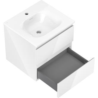 Kúpeľňová skrinka Mexen Orio 50 cm s umývadlom Vela, 2 zásuvky, lesklá biela - 91A10-05047-2-BFF00-W23M00