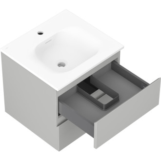 Kúpeľňová skrinka Mexen Orio 50 cm s umývadlom Vela, 2 zásuvky, matná šedá/matná biela - 91A10-05047-2-BFF62-W23M01