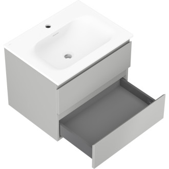 Kúpeľňová skrinka Mexen Orio 60 cm s umývadlom Vela, 2 zásuvky, matne šedá/matne biela - 91A10-06047-2-BFF62-W23M01