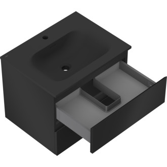 Kúpeľňová skrinka Mexen Orio 60 cm s umývadlom Vela, 2 zásuvky, matná čierna - 91A10-06047-2-BFF71-W23M71