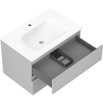 Kúpeľňová skrinka Mexen Orio 70 cm s umývadlom Vela, 2 zásuvky, matne šedá/matne biela - 91A10-07047-2-BFF62-W23M01