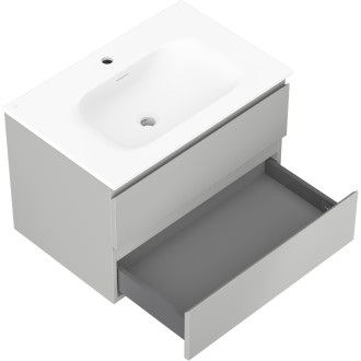 Kúpeľňová skrinka Mexen Orio 70 cm s umývadlom Vela, 2 zásuvky, matne šedá/matne biela - 91A10-07047-2-BFF62-W23M01