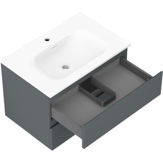Kúpeľňová skrinka Mexen Orio 70 cm s umývadlom Vela, 2 zásuvky, grafit matný/biela matná - 91A10-07047-2-BFF66-W23M01