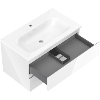 Mexen Orio szafka łazienkowa 80 cm z umywalką Vela, 2 szuflady, biała połysk - 91A10-08047-2-BFF00-W23M00