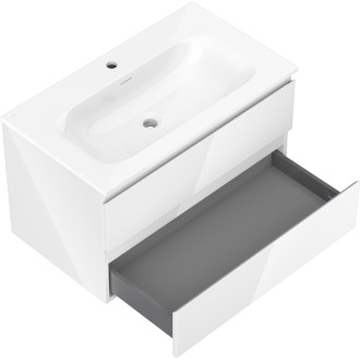 Mexen Orio szafka łazienkowa 80 cm z umywalką Vela, 2 szuflady, biała połysk - 91A10-08047-2-BFF00-W23M00