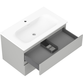 Kúpeľňová skrinka Mexen Orio 80 cm s umývadlom Vela, 2 zásuvky, matná šedá/matná biela - 91A10-08047-2-BFF62-W23M01