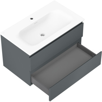 Kúpeľňová skrinka Mexen Orio 80 cm s umývadlom Vela, 2 zásuvky, matný grafit/matná biela - 91A10-08047-2-BFF66-W23M01