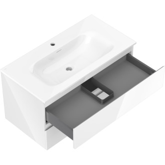 Kúpeľňová skrinka Mexen Orio 90 cm s umývadlom Vela, 2 zásuvky, lesklá biela - 91A10-09047-2-BFF00-W23M00
