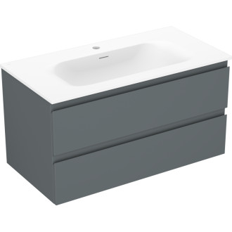 Kúpeľňová skrinka Mexen Orio 90 cm s umývadlom Vela, 2 zásuvky, matný grafit/matná biela - 91A10-09047-2-BFF66-W23M01
