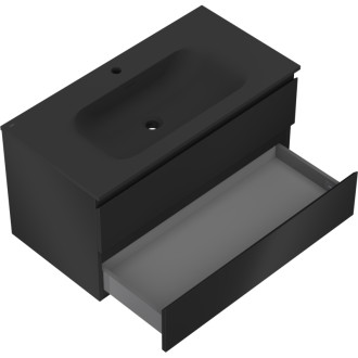 Kúpeľňová skrinka Mexen Orio 90 cm s umývadlom Vela, 2 zásuvky, matná čierna - 91A10-09047-2-BFF71-W23M71