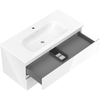 Mexen Orio szafka łazienkowa 100 cm z umywalką Vela, 2 szuflady, biała połysk - 91A10-10047-2-BFF00-W23M00