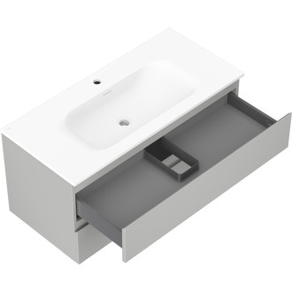 Kúpeľňová skrinka Mexen Orio 100 cm s umývadlom Vela, 2 zásuvky, matná šedá/matná biela - 91A10-10047-2-BFF62-W23M01