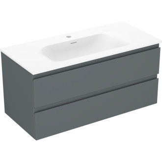 Kúpeľňová skrinka Mexen Orio 100 cm s umývadlom Vela, 2 zásuvky, matný grafit/matná biela - 91A10-10047-2-BFF66-W23M01