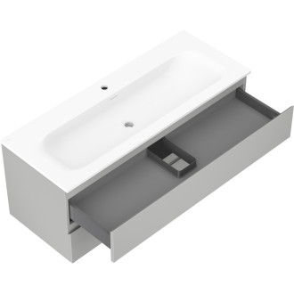 Kúpeľňová skrinka Mexen Orio 120 cm s umývadlom Vela, 2 zásuvky, matne šedá/matne biela - 91A10-12047-2-BFF62-W23M01