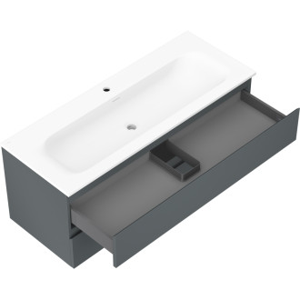 Kúpeľňová skrinka Mexen Orio 120 cm s umývadlom Vela, 2 zásuvky, matný grafit/matná biela - 91A10-12047-2-BFF66-W23M01