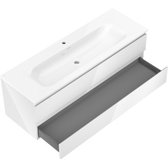 Kúpeľňová skrinka Mexen Orio 140 cm s umývadlom Vela, 2 zásuvky, lesklá biela - 91A10-14047-2-BFF00-W23M00