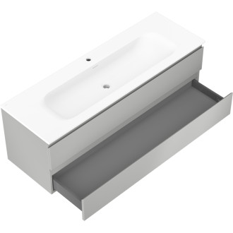 Kúpeľňová skrinka Mexen Orio 140 cm s umývadlom Vela, 2 zásuvky, matne šedá/matne biela - 91A10-14047-2-BFF62-W23M01