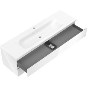 Kúpeľňová skrinka Mexen Orio 160 cm s umývadlom Vela, 2 zásuvky, lesklá biela - 91A10-16047-2-BFF00-W23M00