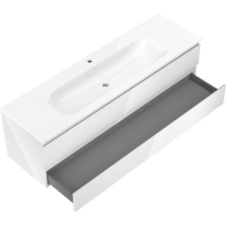 Kúpeľňová skrinka Mexen Orio 160 cm s umývadlom Vela, 2 zásuvky, lesklá biela - 91A10-16047-2-BFF00-W23M00