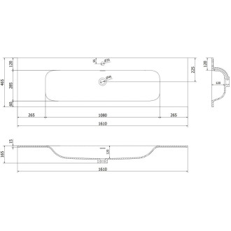 Kúpeľňová skrinka Mexen Orio 160 cm s umývadlom Vela, 2 zásuvky, lesklá biela - 91A10-16047-2-BFF00-W23M00