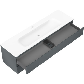 Kúpeľňová skrinka Mexen Orio 160 cm s umývadlom Vela, 2 zásuvky, grafit matný/biela matná - 91A10-16047-2-BFF66-W23M01