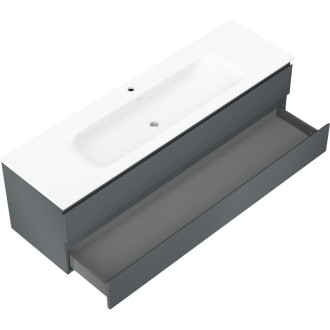 Kúpeľňová skrinka Mexen Orio 160 cm s umývadlom Vela, 2 zásuvky, grafit matný/biela matná - 91A10-16047-2-BFF66-W23M01