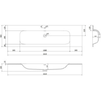 Kúpeľňová skrinka Mexen Orio 160 cm s umývadlom Vela, 2 zásuvky, grafit matný/biela matná - 91A10-16047-2-BFF66-W23M01