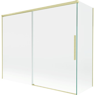 Mexen Rox 2dielna posuvná vaňová zástena 190 + 90 x 150 cm, priehľadná, kartáčované zlato - 8C9-190-090-55-00